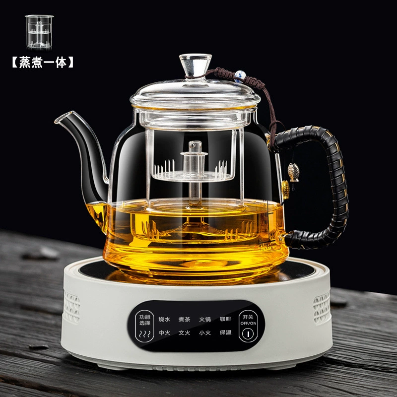 2025 новый большой емкости взрывозащищенный стеклянный электрический чайник с керамической плитой для дома, набор для кипячения воды и приготовления чая с паром