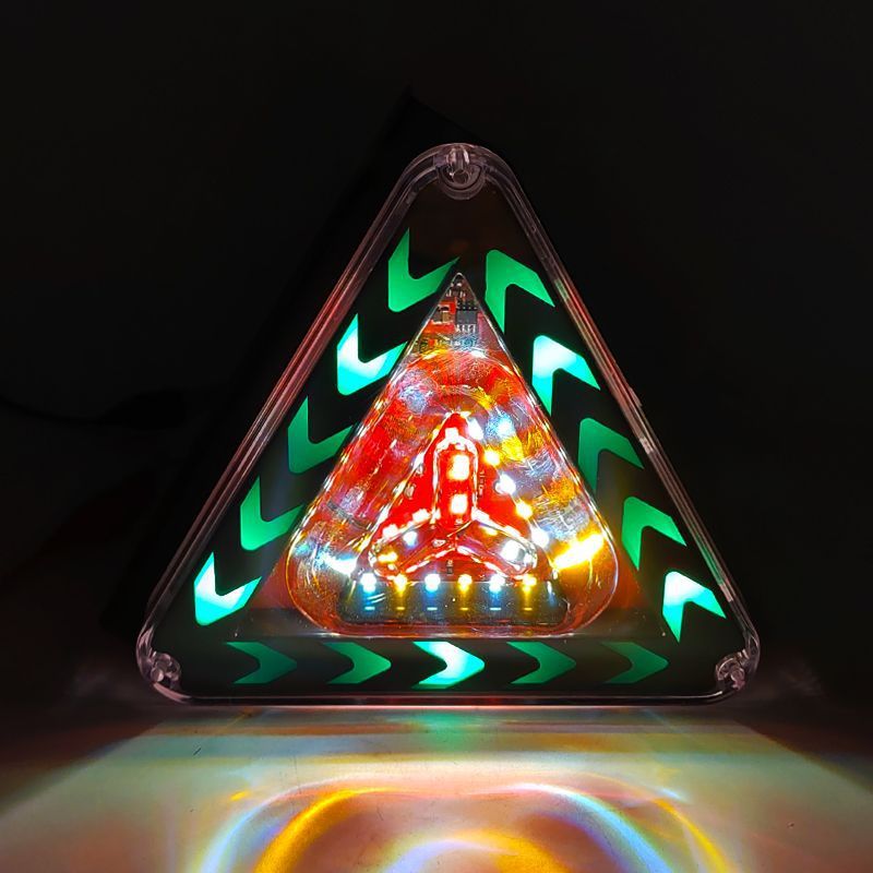 New truck 12V24V universal triangle colorful flash light trailer super bright waterproof driving reversing anti-fog light