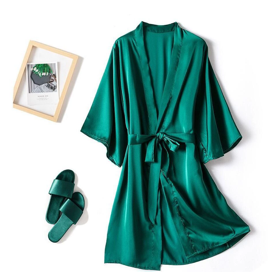 Новый европейский и американский секс-пижама симуляции шелковый сексуальный кружевной большой размер кардиган утренний халат трансграничная оптовая продажа