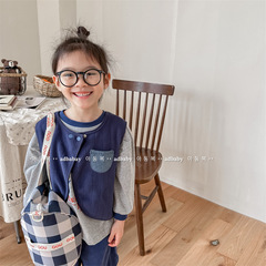 2024 spring new children's clothing children's Korean style washed cotton vest girls spring waistcoat 123509