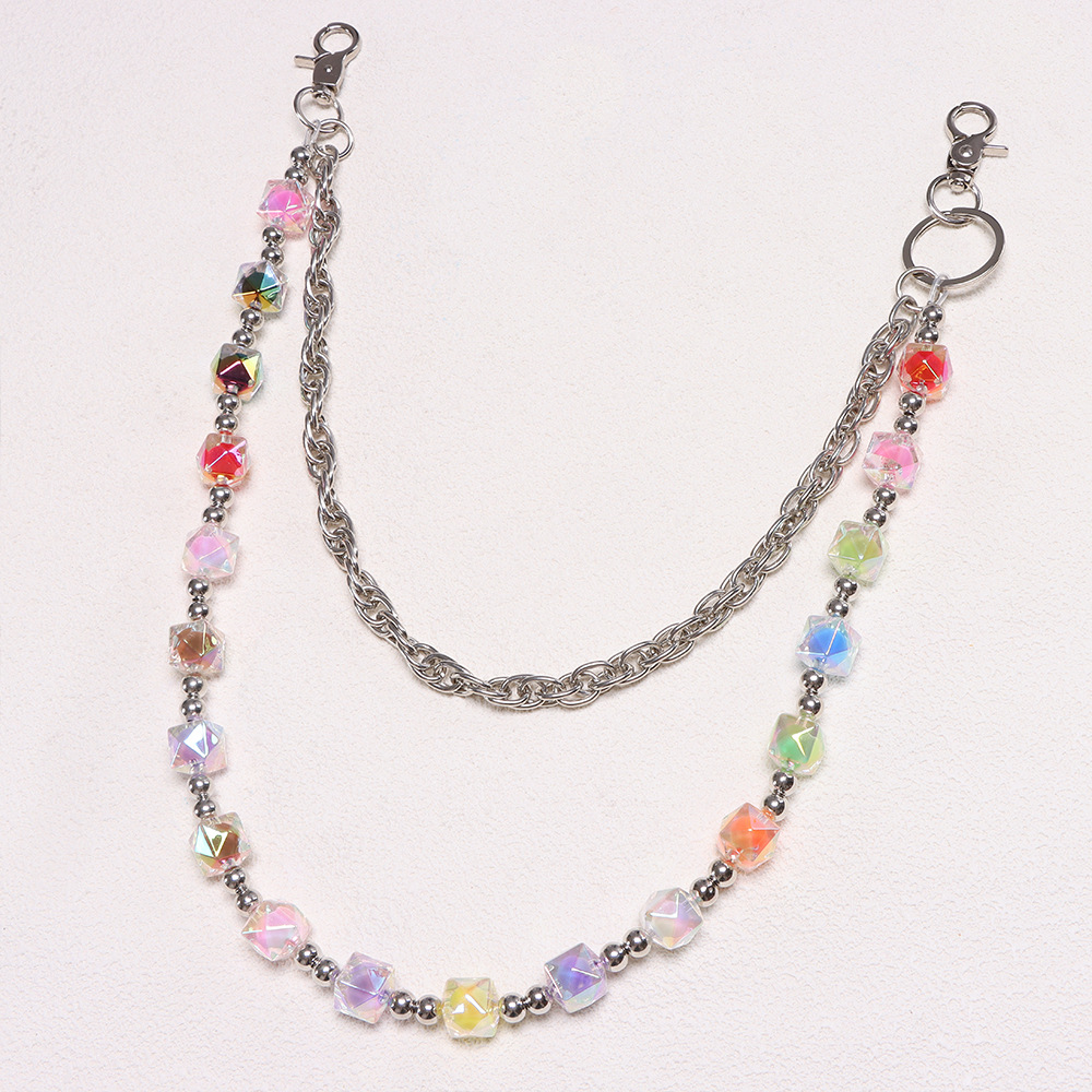Double Layer Beaded Waist Chain For Men Dopamine Candy Style_voghion.com