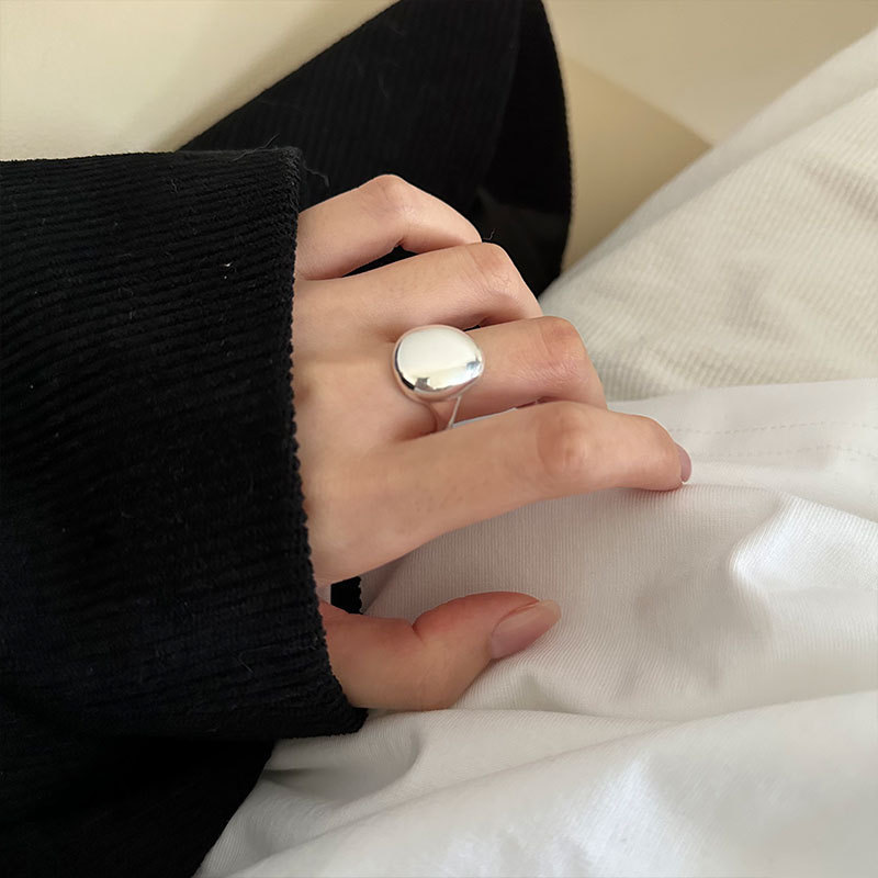 High-end personalized exaggerated ring female niche design cold style wide simple all-match glossy open ring