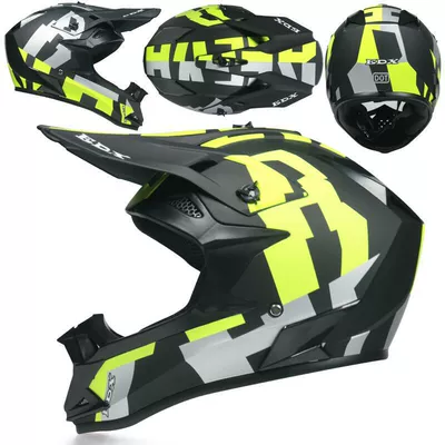 off-road motorcycle mountain bike riding helmet Four Seasons motocross helmet (Motosiklet kaskı (dəbilqə)) - black-and-yellow-innovation-goggles-gloves-mask-s