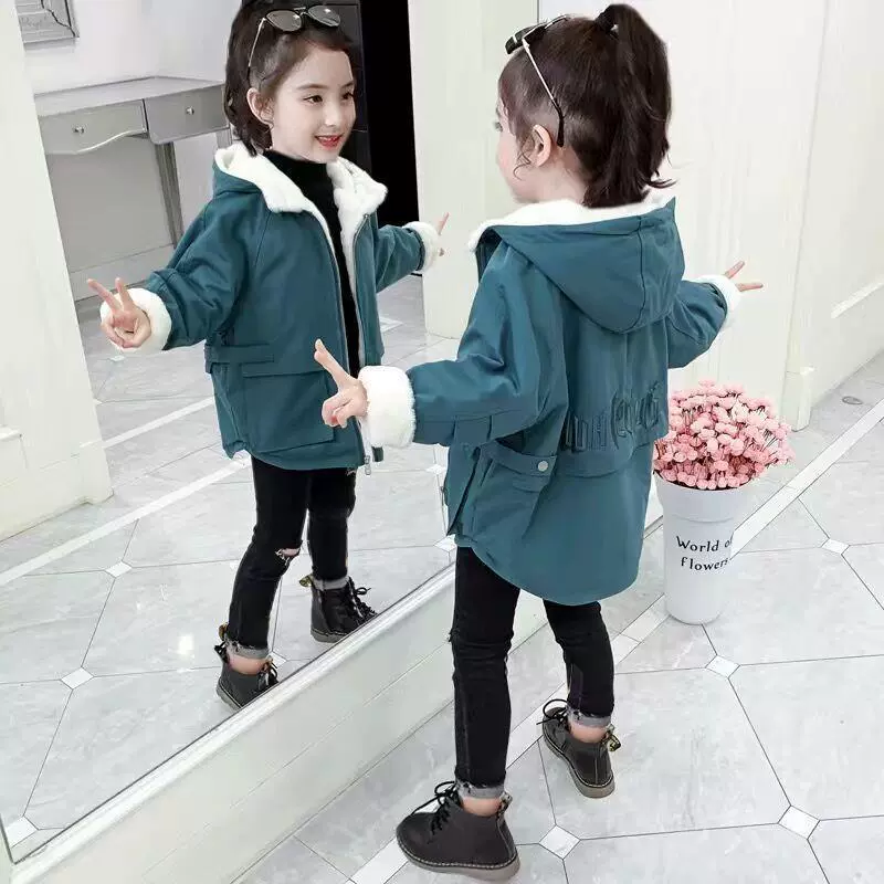 Пальто для девочек, осень и зима 2022, новая детская одежда в Корейском стиле, одежда в стиле щуки, утолщенный хлопковый топ в западном стиле для девочек
