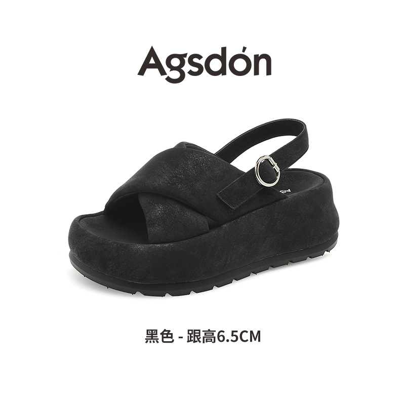 Sandalias Augu Shiden de suela gruesa para mujer, nuevo estilo primavera 2026, suela blanda, modernas, cómodas, pantuflas deportivas casuales.