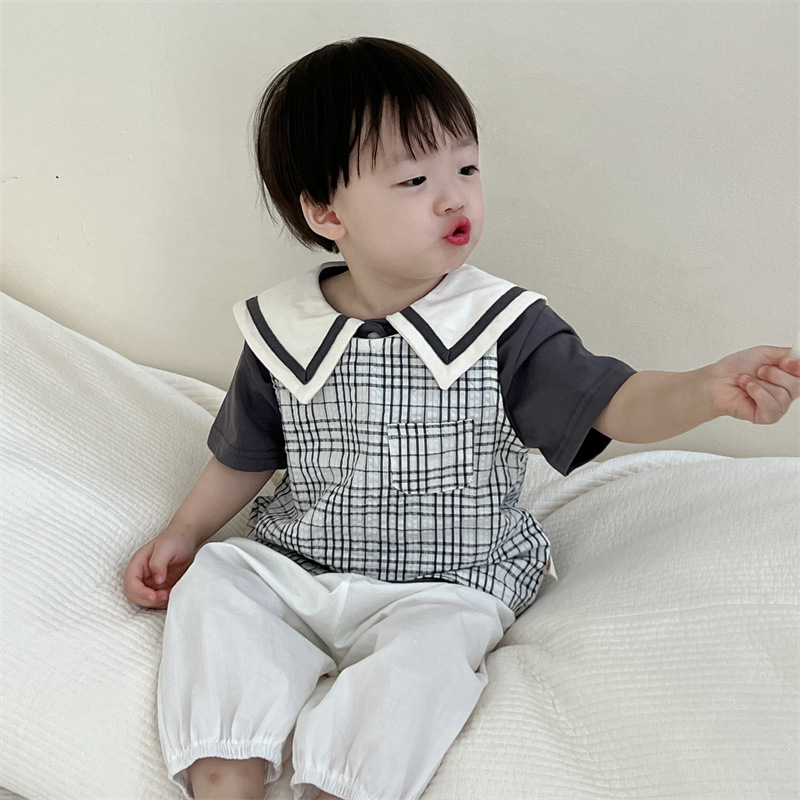 Bebé de verano delgado ropa de verano para niños 2024 ropa de verano coreana para niños set de solapa
