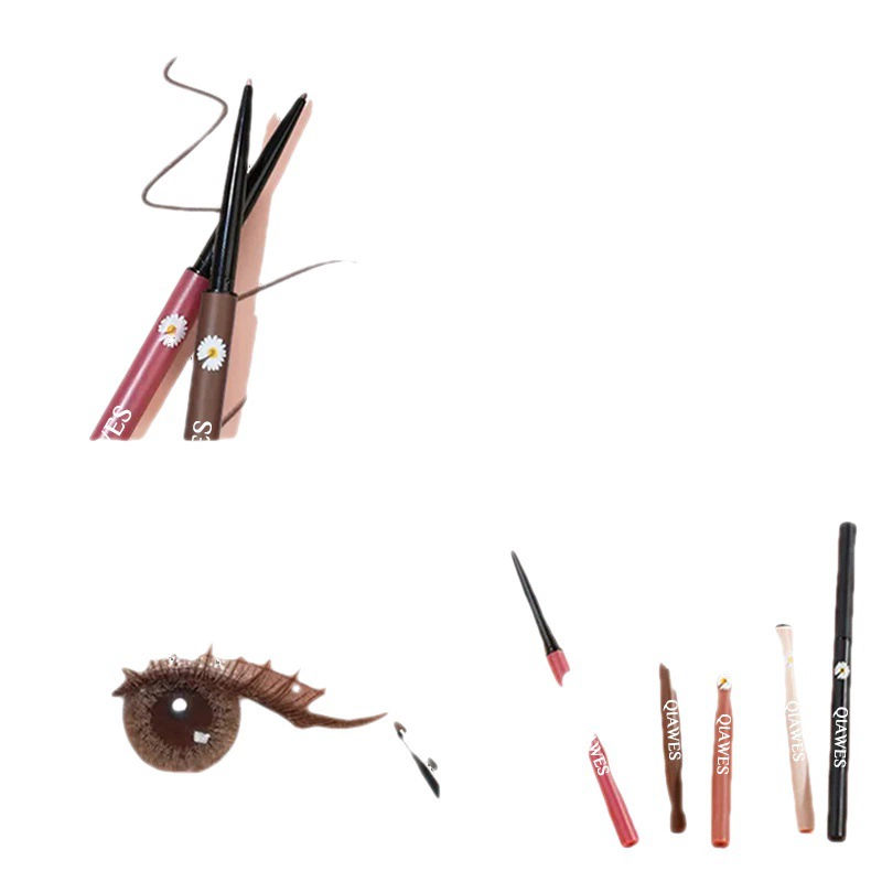 Водостойщий коричневый карандаш для глаз, eyelash? нет; eye makeup = макияж глаз, без размазывания