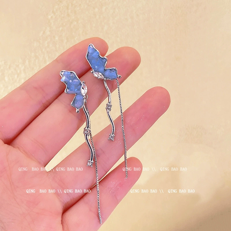 Серьги S925 серебро, игла, легкая роскошь цветочный дизайн, модный корейский стиль, множество цветов