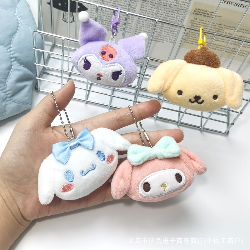 Cartoon Sanrio Plush Pendant Cinnamon Dog Melody Kuromi Brooch Jewelry Bag Keychain Accessories
