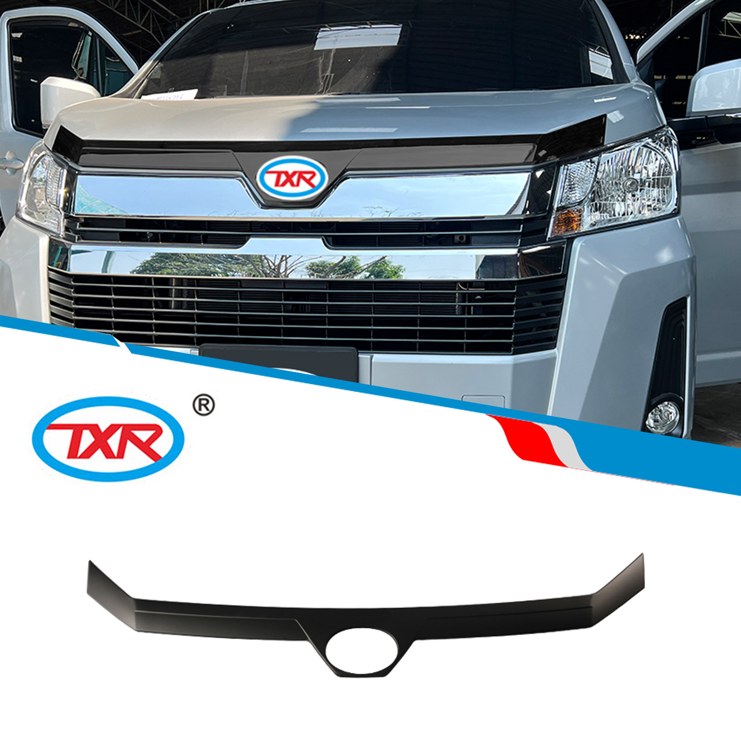 TXR adecuado para la modificación de la moldura de la cubierta del automóvil Toyota Haishi Hiace Front Hood Ornament