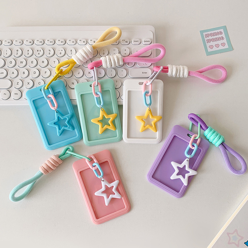 Ins-Style Dopamine Star Card Holder 3inch Photo Card Protective Cover for Fans, Student Campus Card Storage Pendant