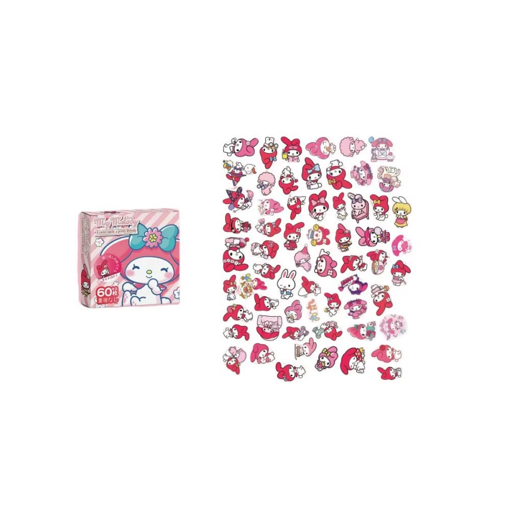 Маленькие наклейки Sanrio для детей, подарочная коробка 60+3 шт., ассортимент персонажей