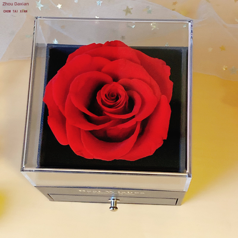 永生花禮盒批發真花首飾盒成品情人節禮物玫瑰花盒項鍊包裝盒