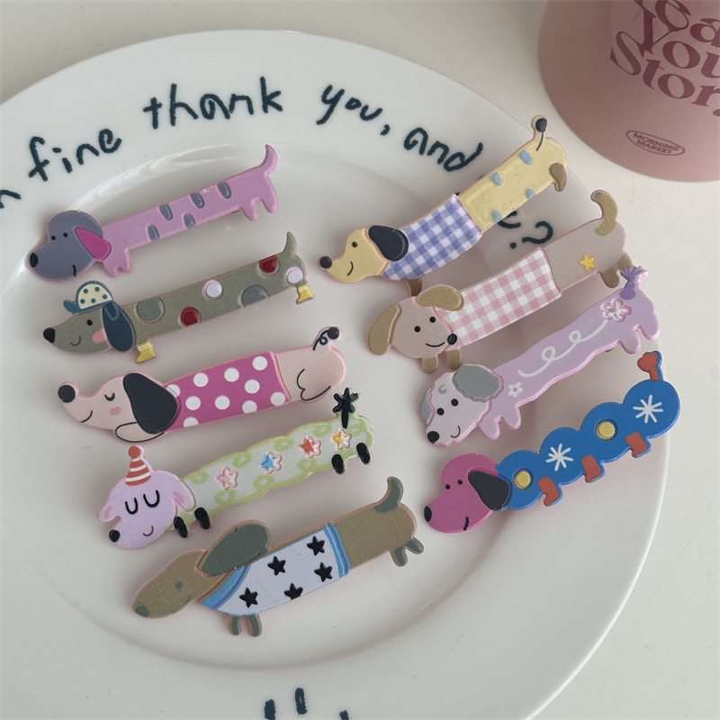 Forcina per capelli a forma di cucciolo, dolce, ragazza dei cartoni animati, a forma di cuore, a forma di becco d'anatra, lunga, con frangia, fermaglio per capelli spezzati, accessori per capelli Nuovo_voghion.com