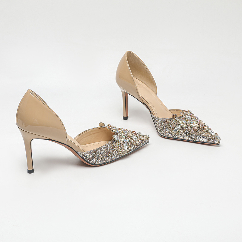 Miss Found White Wedding Shoes Summer High Heels Niche High-End Style 2026 New Model Rhinestone Sandals