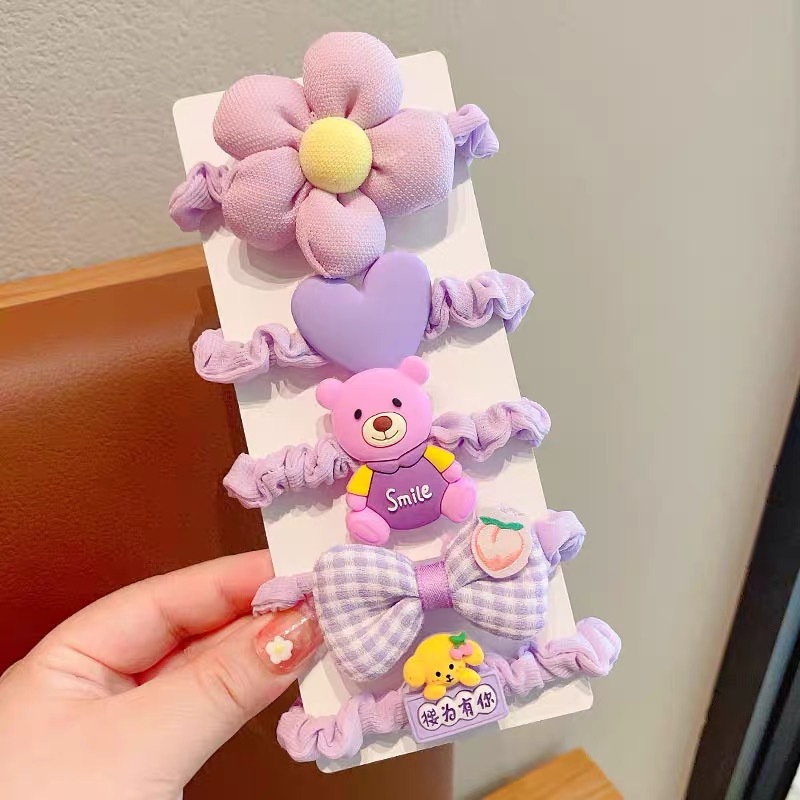 Otoño e invierno leche café flor pelo cuerda pelo banda chica lindo tocado niños pelo cuerda alta elástica lazo banda de goma del pelo