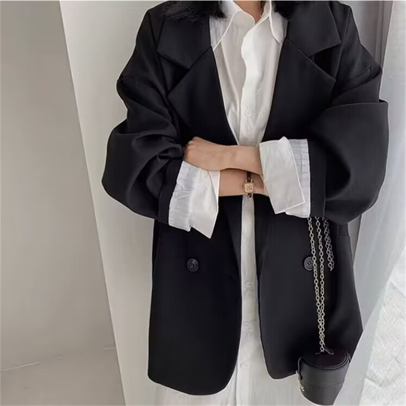 慵懒风西服外套女春秋季新款街头网红简约宽松咖啡色小西装|undefined