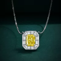 Shipe ювелирные изделия 925 серебро 2024 новый ожерелье женский 4ct имитация бриллиант гусиный желтый 8*10 высокоуглеродистый бриллиант кулон 40 3 см