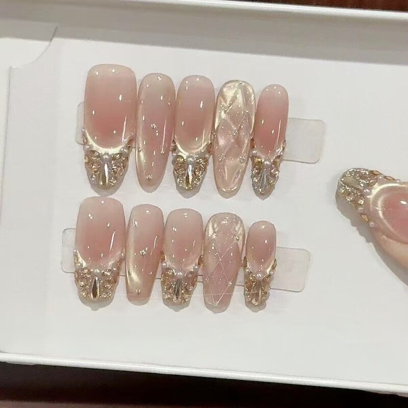 Hand-worn Armor Flash Stereo Diamond French Summer Sequins Light Luxury Gold-plated Cat's Eye Elegant Champagne Diamond Manicure Stickers Hand-worn Armor Flash Stereo Diamond French Summer Sequins Light Luxury Gold-plated Cat's Eye Elegant Champagne Diamond Manicure Stickers