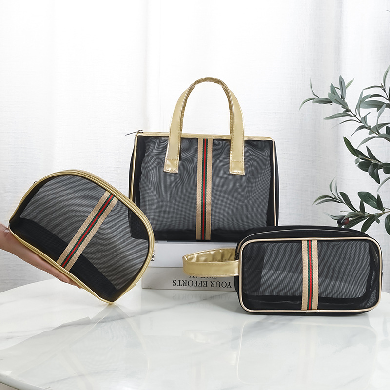 Transparent capacious cosmetic bag