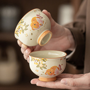 Plant Ash Big Head Goldfish Tea Cup Large Ceramic Tea Tasting Cup Creative Cute Master Cup Single Cup High Value Tea Cup