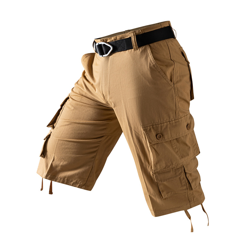 Amazon AliExpress Pantalones cortos de algodón de 5 puntos para hombre Pantalones de cinco puntos de gran tamaño con múltiples bolsillos Monos para exteriores 2025