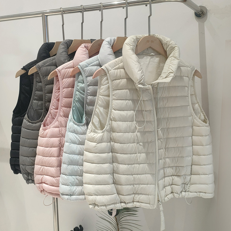 Women's Down Vest 2026 Autumn/Winter New Style Lightweight Stand Collar Puff Vest for Women, Trendy Outerwear