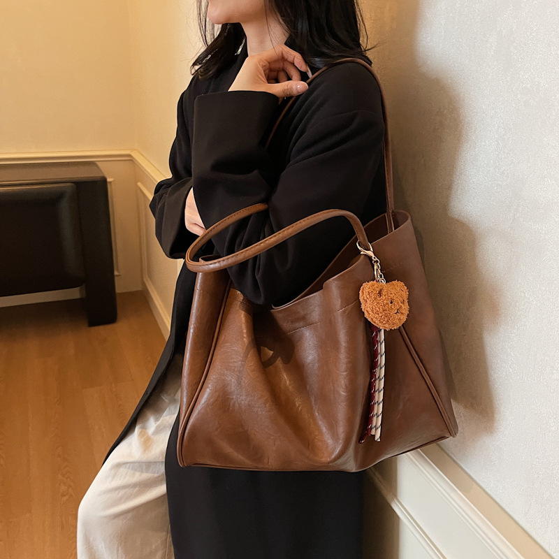高级感手提托特包女复古子母包2025秋冬新款通勤单肩包软面腋下包|undefined
