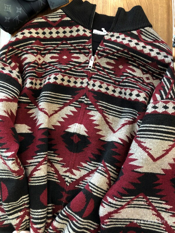 Bohemian Retro Jacquard Warm Waxy Heavy Knitted Cardigan Jacket Men's Autumn and Winter New Sweater Casual Jacket