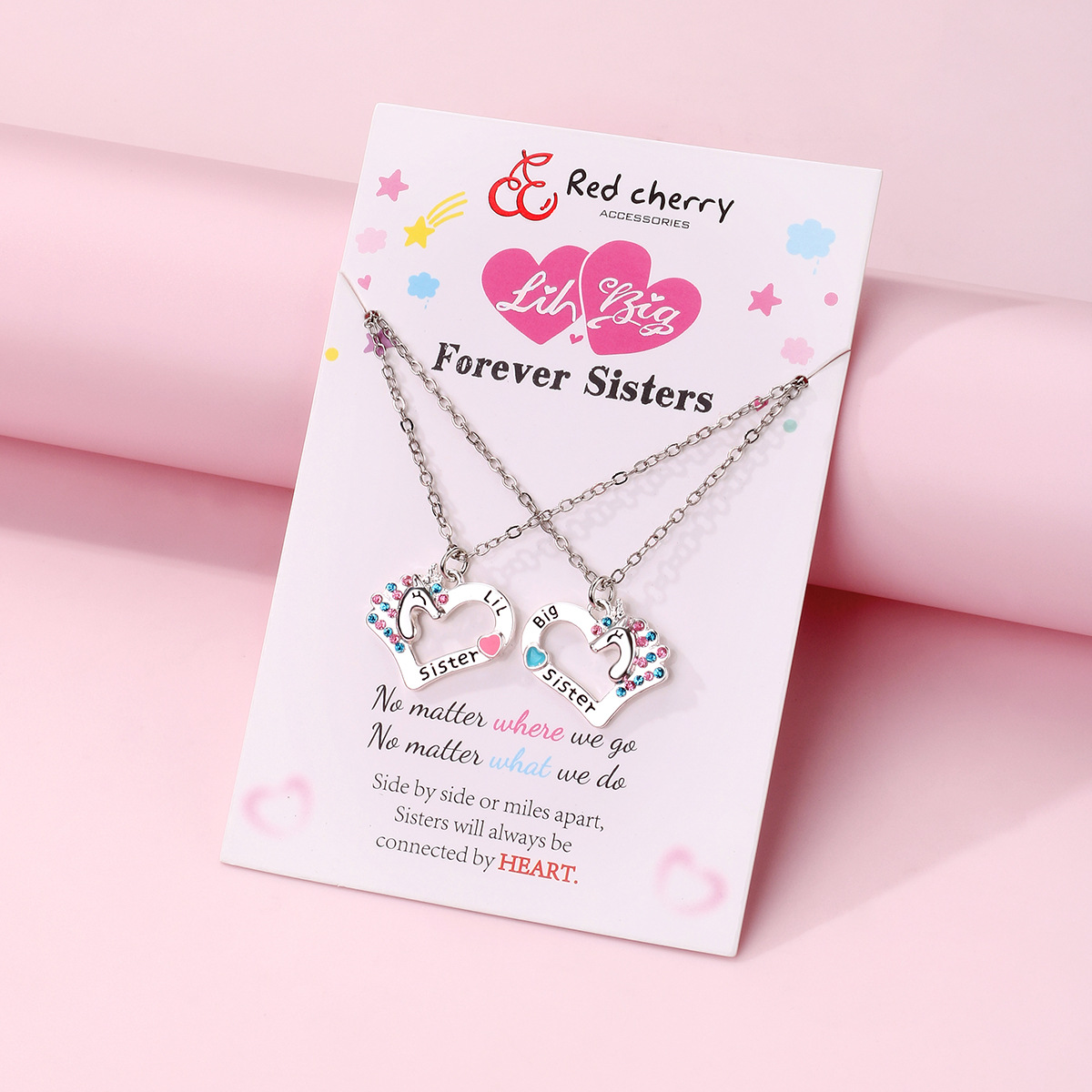 Inlay Design Cute Letter Heart Shape Alloy Inlay Rhinestones Kid'S Pendant Necklace