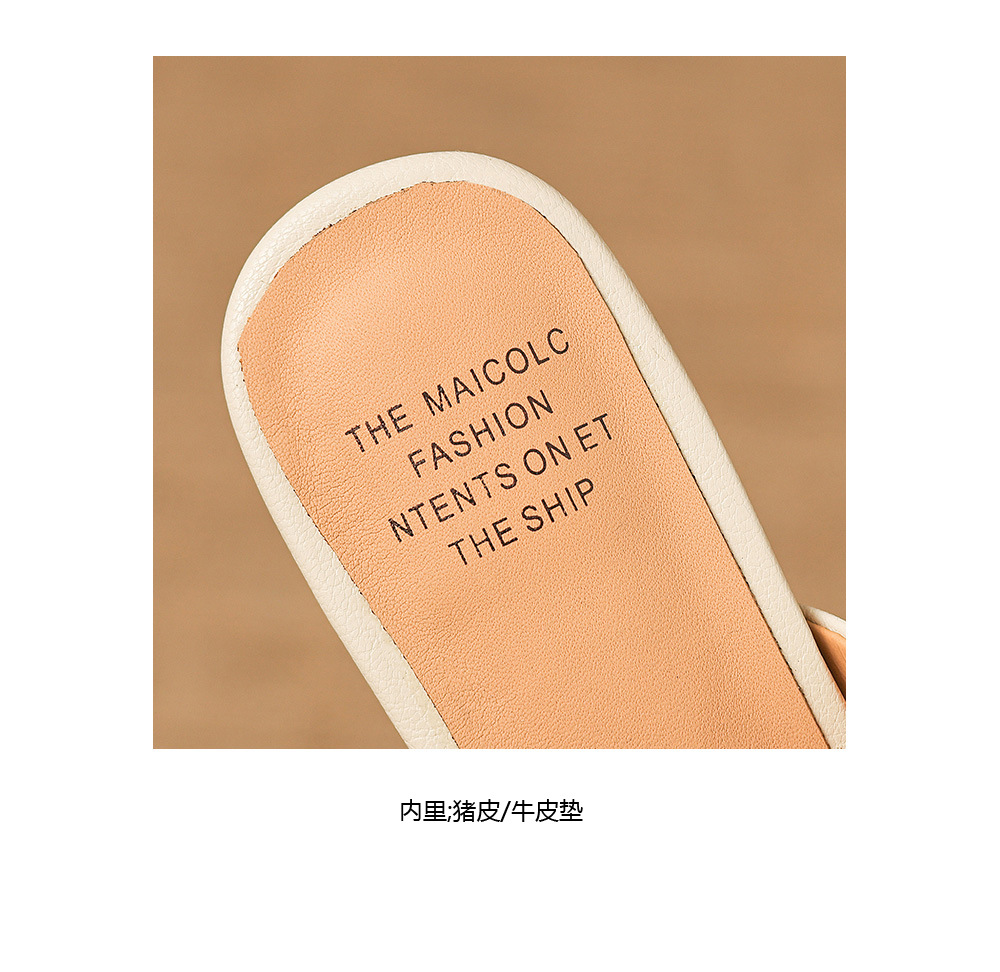 Dép sandal nữ bít mũi quai chữ V đế thấp da bò mùa xuân hè — đen chi tiết 13