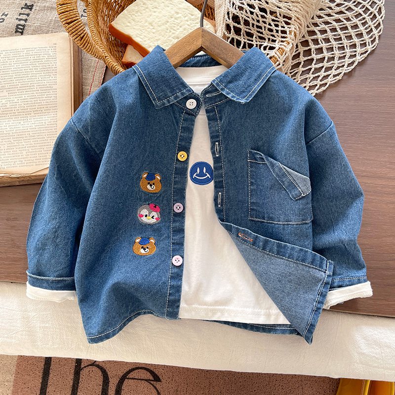 Camisas de vaqueros para niños, chaqueta de otoño para niños, chaqueta de otoño para niños guapo, camisa de mangas largas