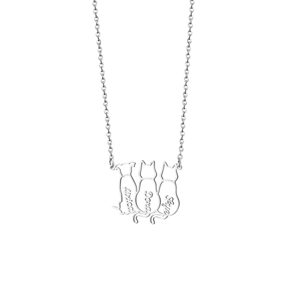 강철 색상의 고양이와 개 이름 목걸이