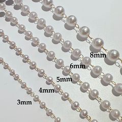 Diy純銅パールチェーン高保色3mm-8mmパールチェーン手作りビーズ素材古風ヘアアクセサリー