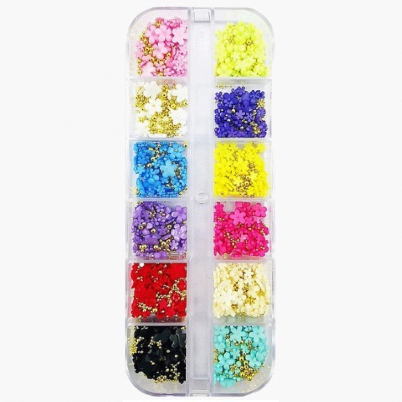 Cross-border net red small white flower daisy peony rose steel bead nail jewelry three-dimensional five-petal flower nail resin flower Cross-border net red small white flower daisy peony rose steel bead nail jewelry three-dimensional five-petal flower nail resin flower