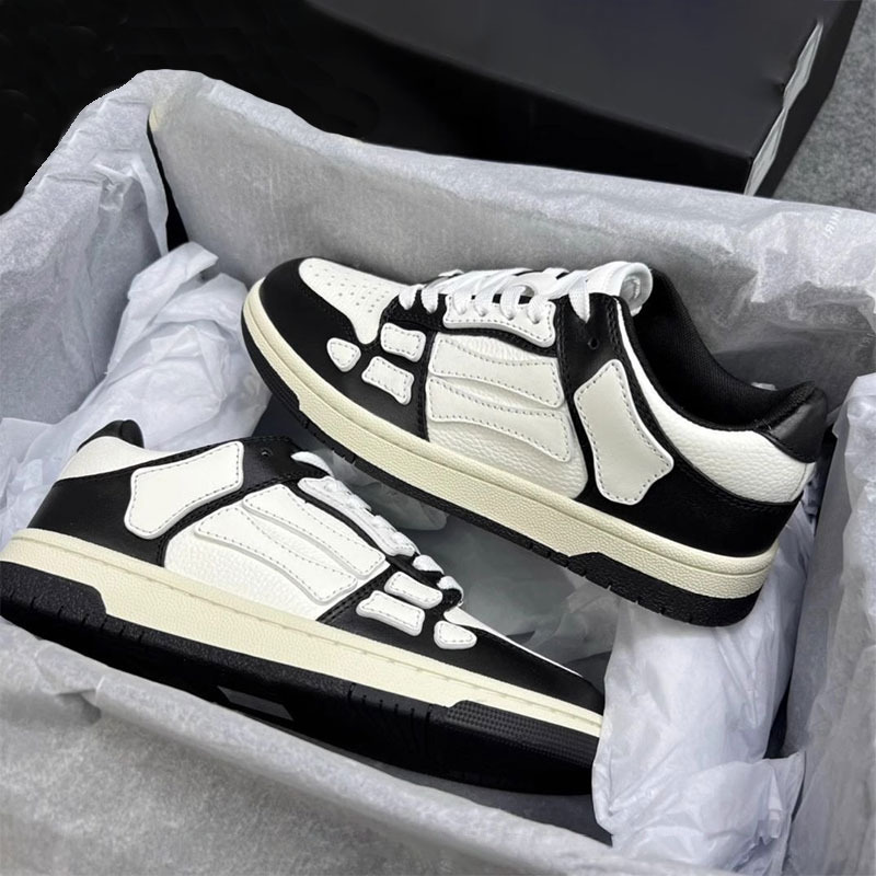 Wang Yibo's Same Style Amiri Bone Shoes 2025 Genuine Leather White Sneakers Unisex Low-Top Versatile Casual Sneakers