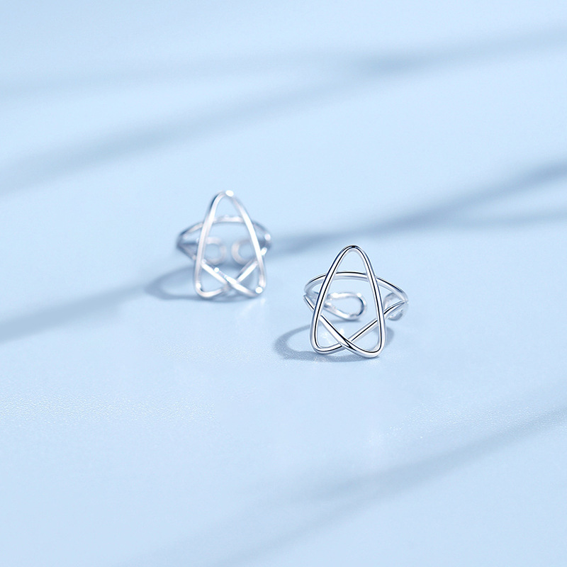 925 clip de oreja de estrella de cinco puntas de plata esterlina hembra adecuado para pendientes de verano
