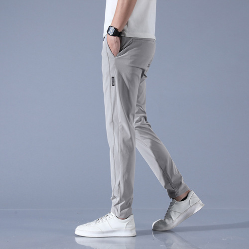 Classic minimalist solid color versatile casual business long pants for men, summer thin breathable stylish comfortable casual pants