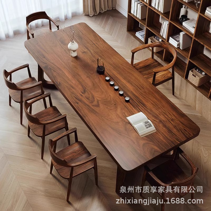 南米胡桃木高級客間実木大長机作業台書斎書道テーブル大板学習テーブル椅子