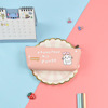 Cartoon capacious polyurethane pencil case, stationery for elementary school students, waterproof triangular storage system, Korean style, cat