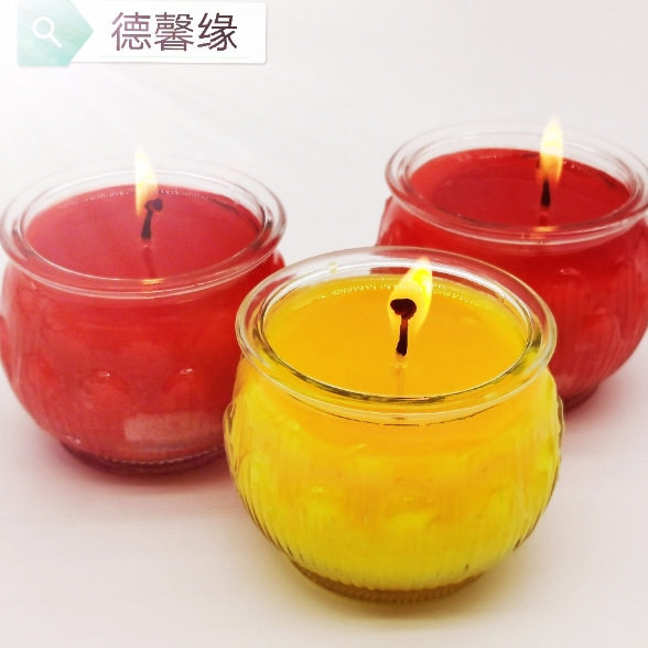 Flat mouth lotus glass ghee lamp for Bud...