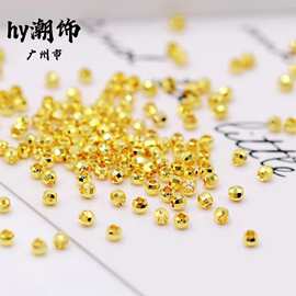 保色18k包金镭射珠切角珠diy手工切面散珠手链项链隔珠串珠批发