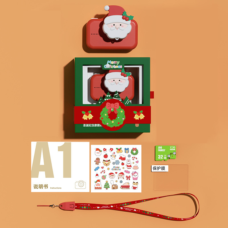 A1 Año Nuevo Navidad limitada 2000W píxeles Alce lindo ternero delante y detrás de los niños regalos de cámara digital dual