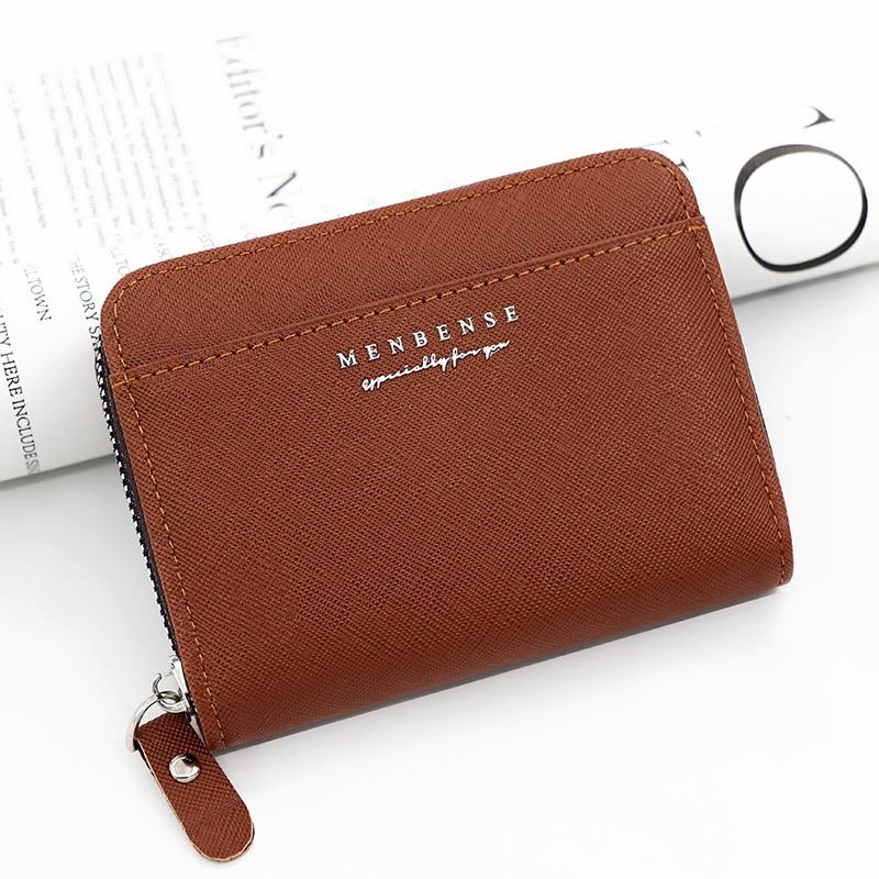 Hombres de la moda de cremallera corta cartera de embrague de negocios de la vendimia monedero bolsa de identificación de color sólido carta cartera