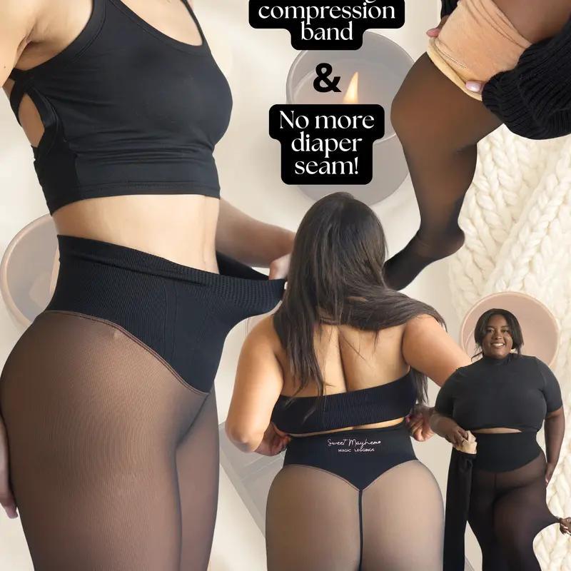 TK nuevo forro de lana skin-transparente delantero y trasero de una sola línea de costura transfronteriza invierno calentamiento leggings translúcidos