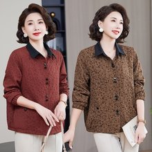 中年妈妈春装2025新款洋气外套夹克时尚中老年女春秋翻领上衣50岁
