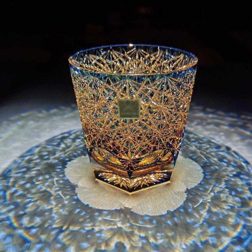 江户切子蓝雏菊杯手工制做洋酒杯水晶杯威士忌杯玻璃杯高颜值家用-阿里巴巴