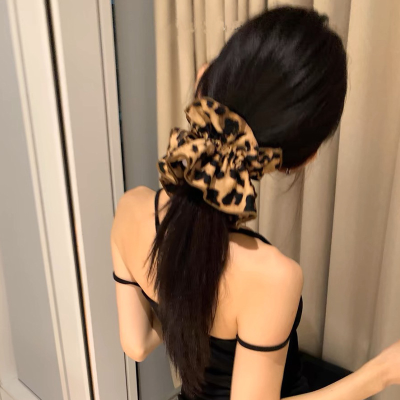 Red leopardo anillo de cabello intestinal de verano nuevo estilo de alta sensación de cabello de cola de caballo adornamiento de cabello