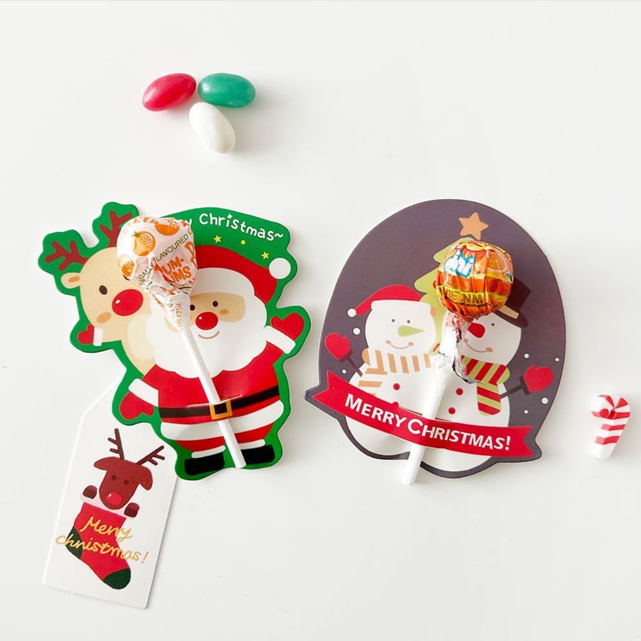 50 unidades precio 2022 nuevo Santa pingüino conejo dibujos animados Lollipop Tarjeta de papel decorativo DIY