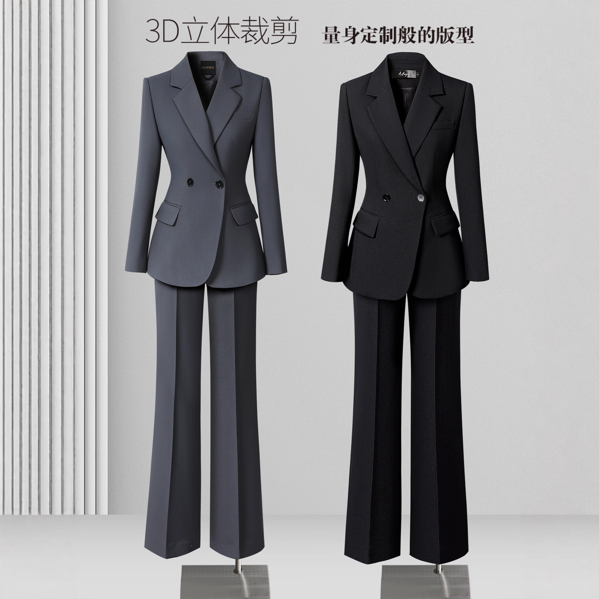 秋冬西装套装女职业正装高级感气质干练灰色西服经理珠宝店工作服